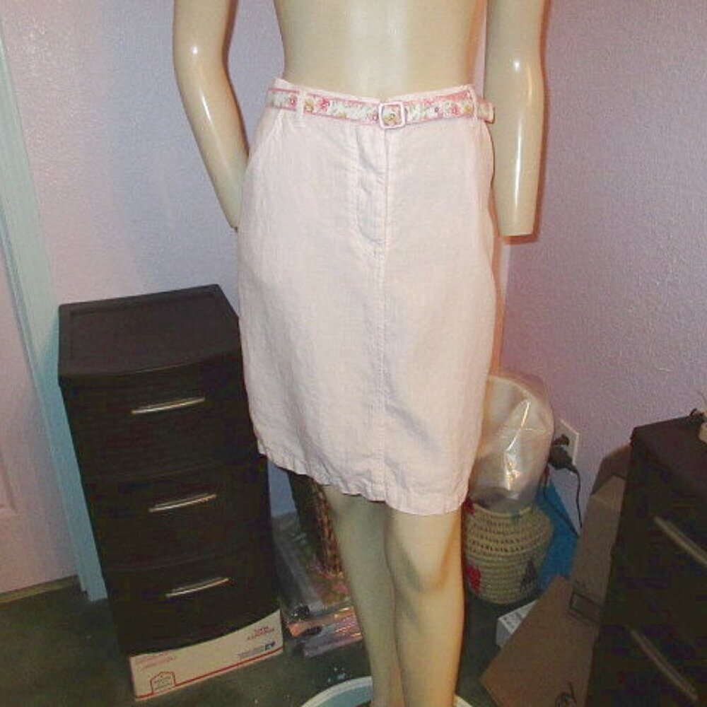 CP Shades Linen Skirt Womens Size M Pockets A-Line Belt Cottagecore Preppy Boho
